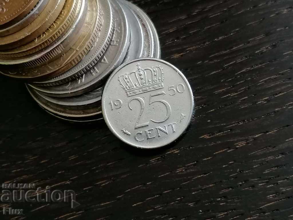 Coin - Netherlands - 25 cents 1950
