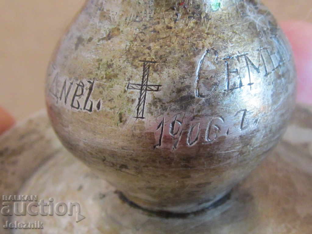 starinen srebaren domashen sveshtnik -1906 godina - 5 starinen srebaren domashen sveshtnik -1906 godina - 5