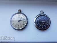 Two pocket watches collapsed