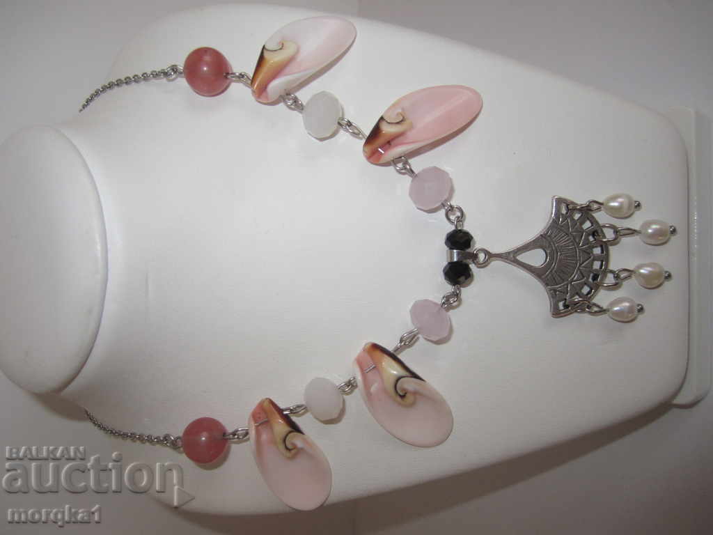 Summer necklace, necklace in navy pink shades, medical steel with price 17.00 BGN | € 8.69 Summer necklace, necklace in navy pink shades, medical steel with price 17.00 BGN | € 8.69