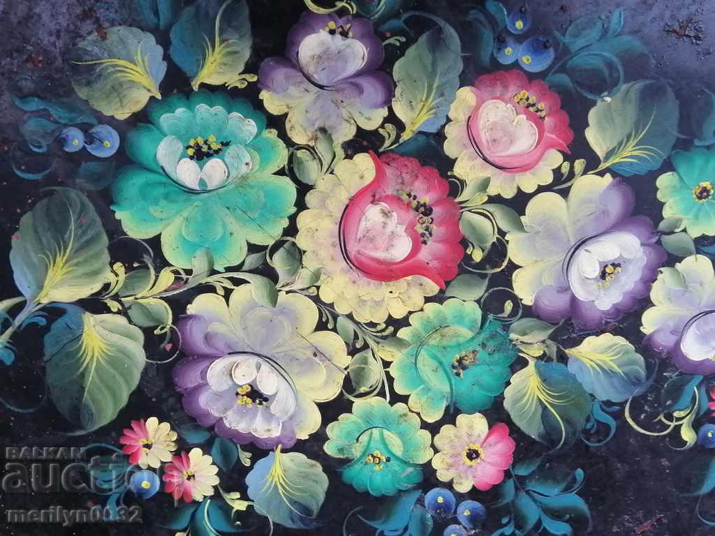 Παλιά ζωγραφισμένη στο χέρι δίσκο δίσκων, κατσαρόλα με τιμή 42.00 BGN | € 21.47