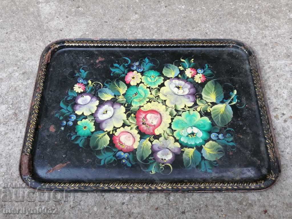 Δημοπρασία Παλιά ζωγραφισμένη στο χέρι δίσκο δίσκων, κατσαρόλα