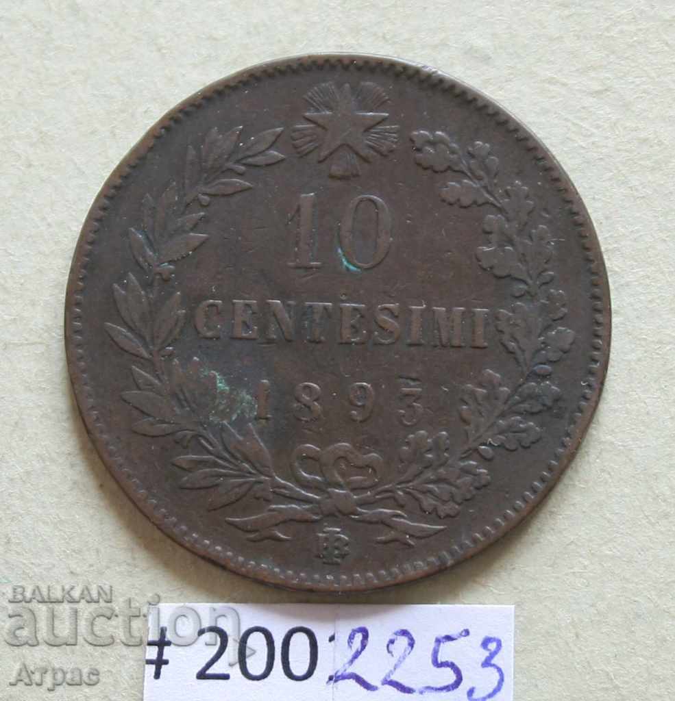 10 centimes 1893 Italy