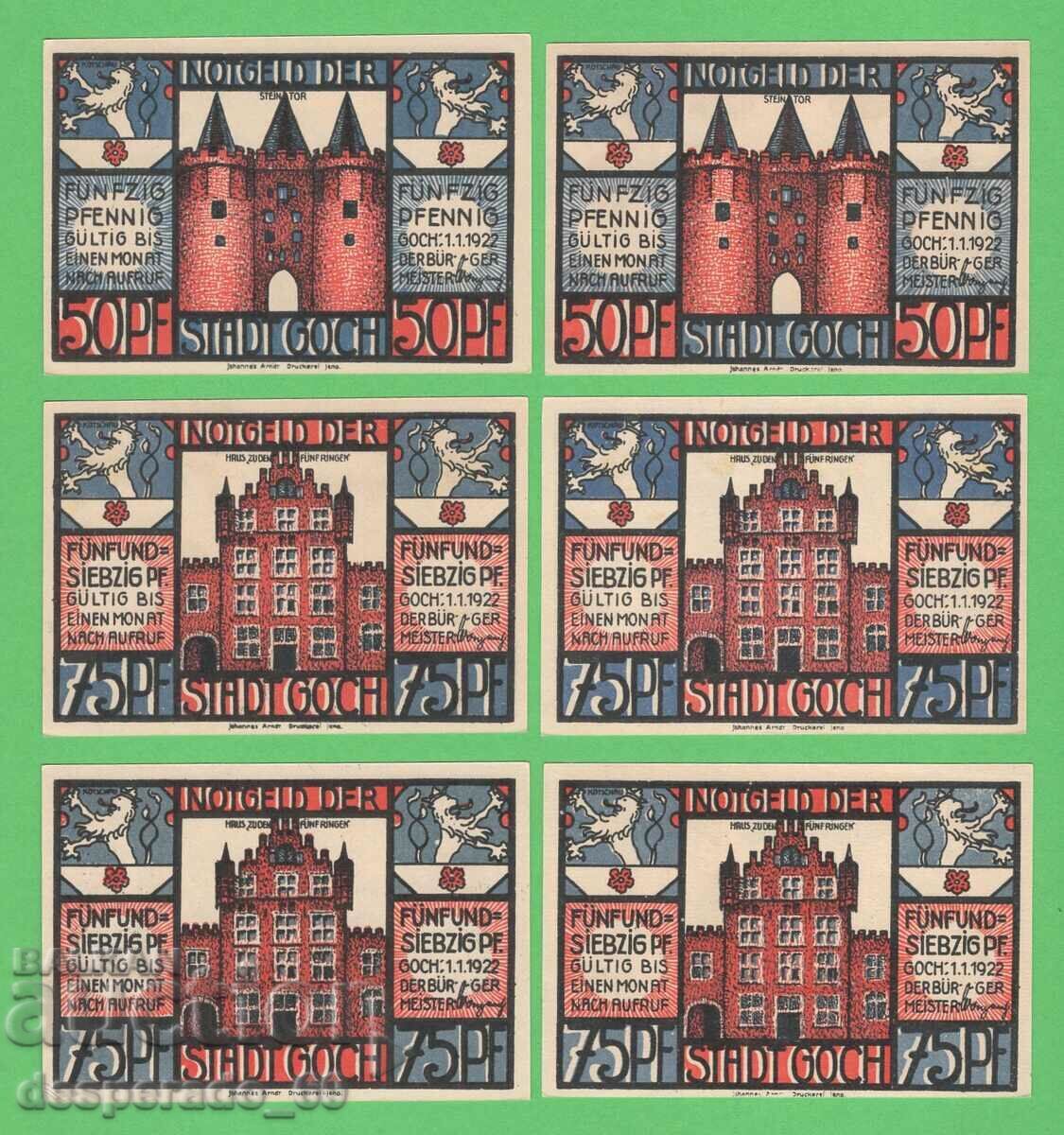 (¯`'•.¸NOTGELD (gr. Goch) 1922 UNC - 6 buc. bancnote¸.•'´¯) cu preț € 8.60 | 16.82 BGN