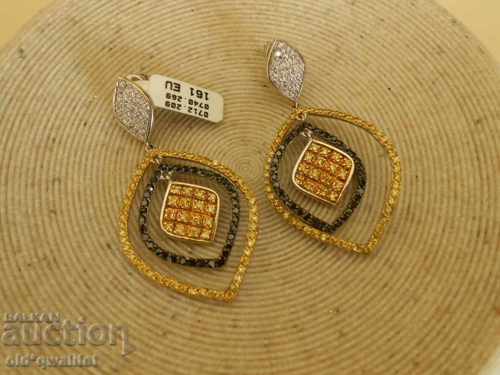 Auction  Attractive long earrings, SILVER 925 with GOLD