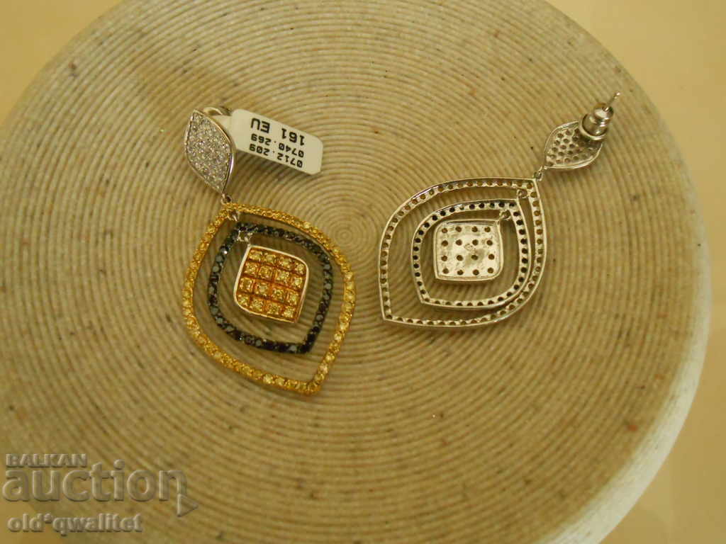 Attractive long earrings, SILVER 925 with GOLD - 6