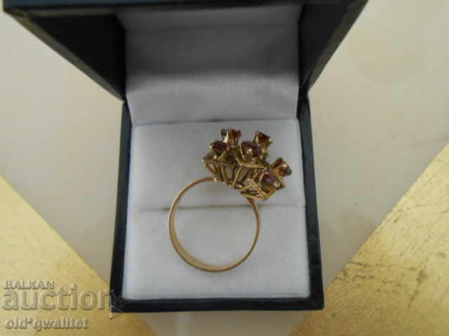 Old, gold ring with Ruby / Rubies, Gold 585, ruby 60 - 7