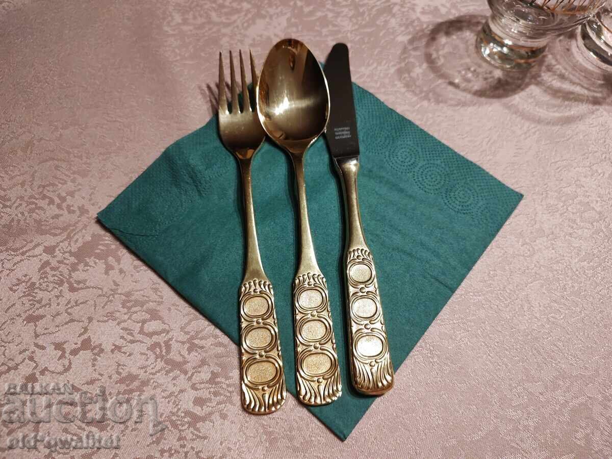 Solingen cutlery, gold plating, beautiful model, 24 pieces
