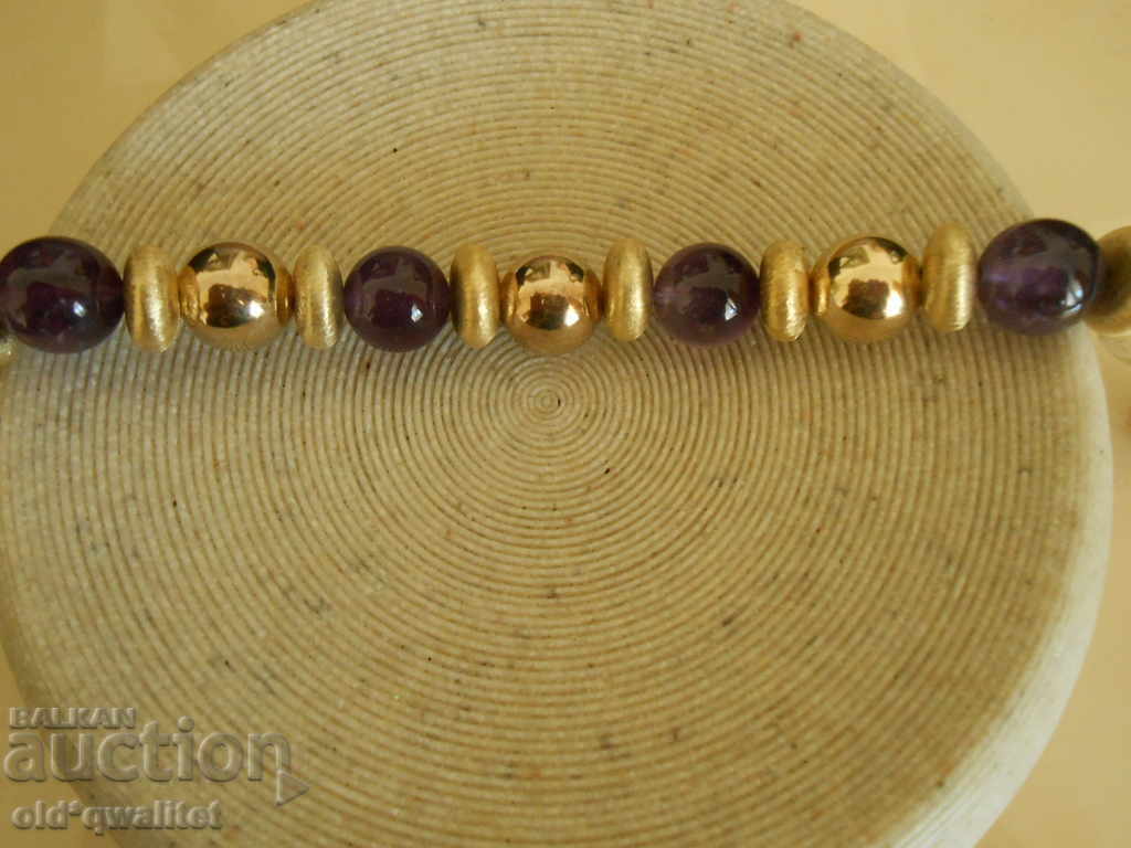 Silver bracelet, 925 Silver with gilding and natural Amethyst with price 397.00 BGN | € 202.98 Silver bracelet, 925 Silver with gilding and natural Amethyst with price 397.00 BGN | € 202.98