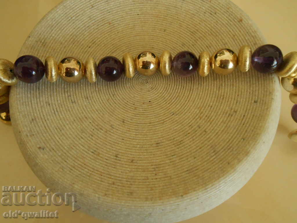 Auction Silver bracelet, 925 Silver with gilding and natural Amethyst Auction Silver bracelet, 925 Silver with gilding and natural Amethyst