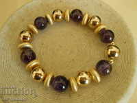 Silver bracelet, 925 Silver with gilding and natural Amethyst