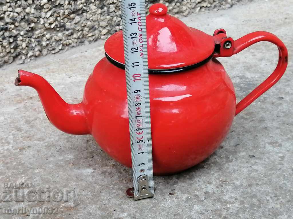 Enamelled teapot made of salt container with enamel with price 36.00 BGN | € 18.41 Enamelled teapot made of salt container with enamel with price 36.00 BGN | € 18.41