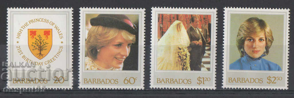1982. Барбадос. 21 г. от рождението на Принцеса Даяна.