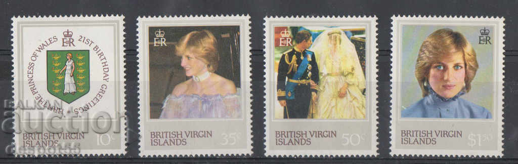 1982. Βρετανός. Παρθένοι Νήσοι. Πριγκίπισσα Ντιάνα, 21 ετών