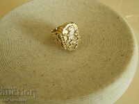 Unusual silver ring with gold plating, LION, MÜ, Silver 925