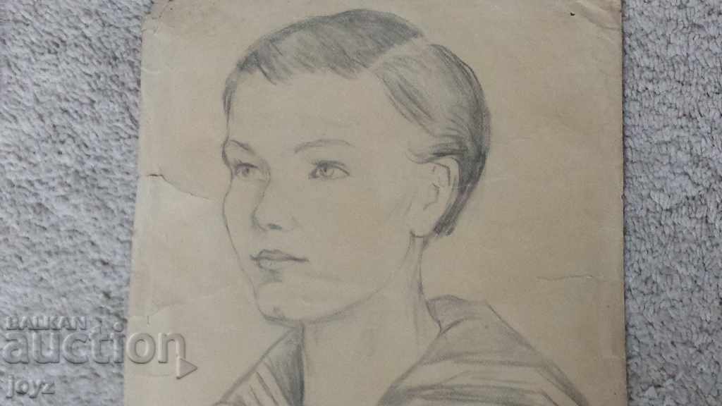 Auction OLD GRAPHICS PORTRAIT PENCIL 38 / SIGNED Auction OLD GRAPHICS PORTRAIT PENCIL 38 / SIGNED