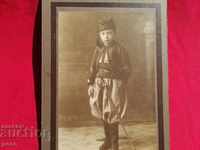 Copil în uniformă sabie fez veche fotografie