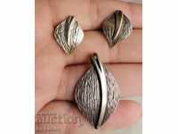 Silver 900 Earrings Earrings and Pendant Leaf