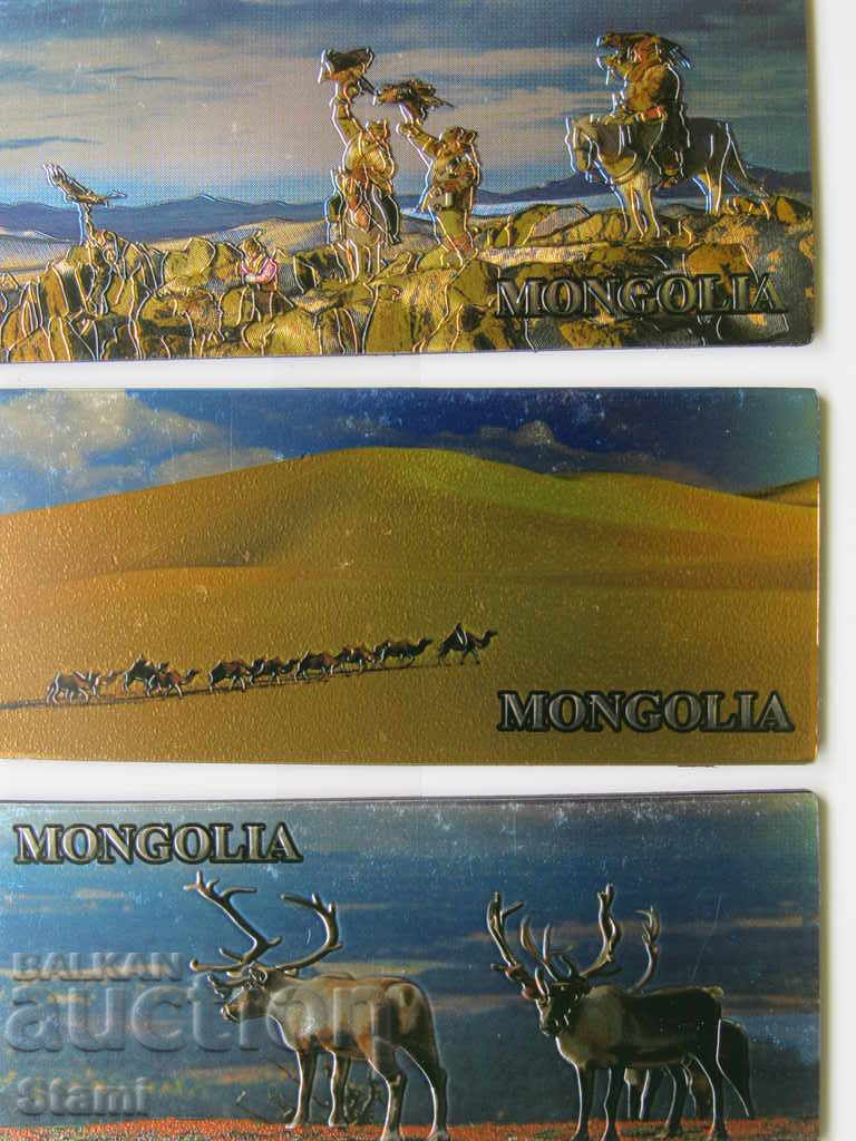Auction Set of three metal magnets from Mongolia-series-2 Auction Set of three metal magnets from Mongolia-series-2