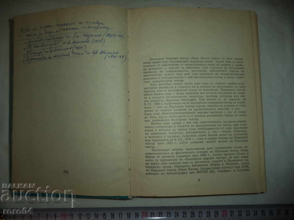 Licitație CRONICA TEATRULUI NAȚIONAL „IVAN VAZOV” 1904 - 1970