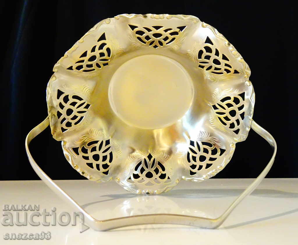 Silver-plated brass candy box, openwork.