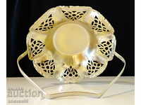 Silver-plated brass candy box, openwork.