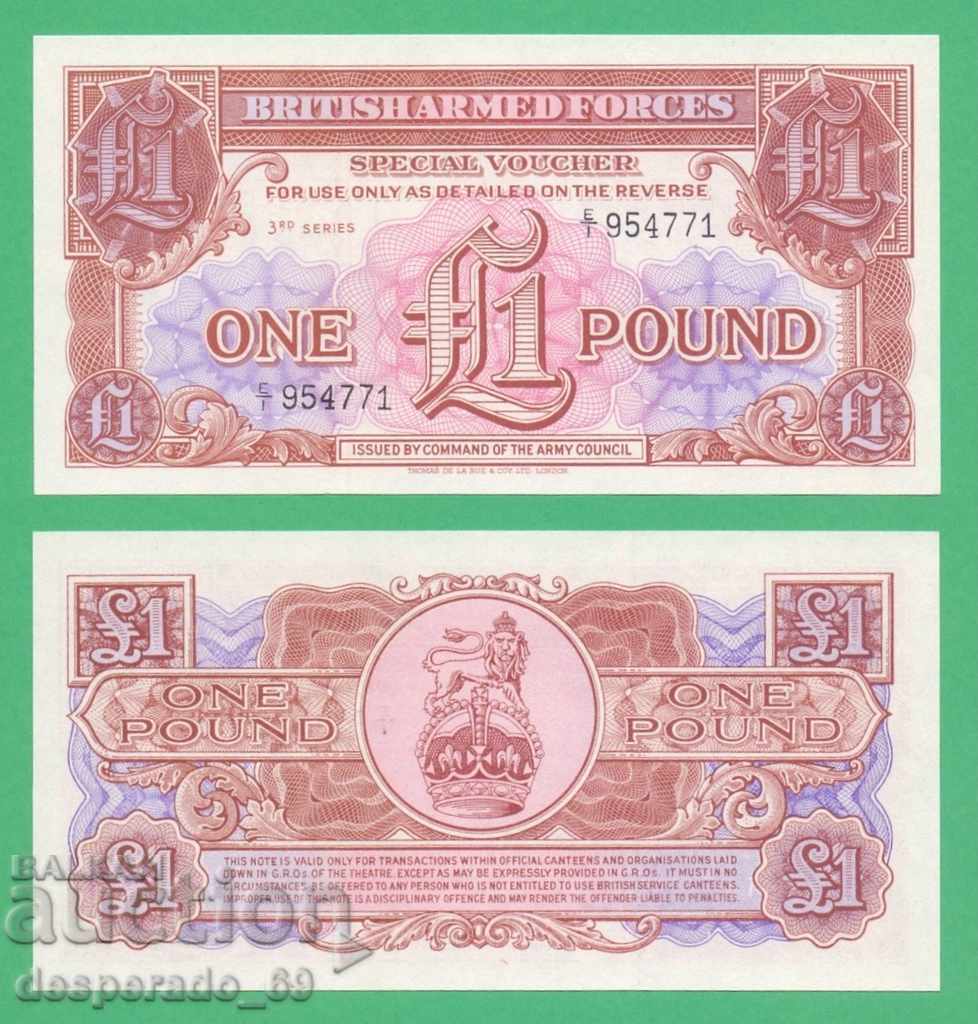(¯` '• .¸) GREAT BRITAIN (British Army) 1 pound 1956 UNC
