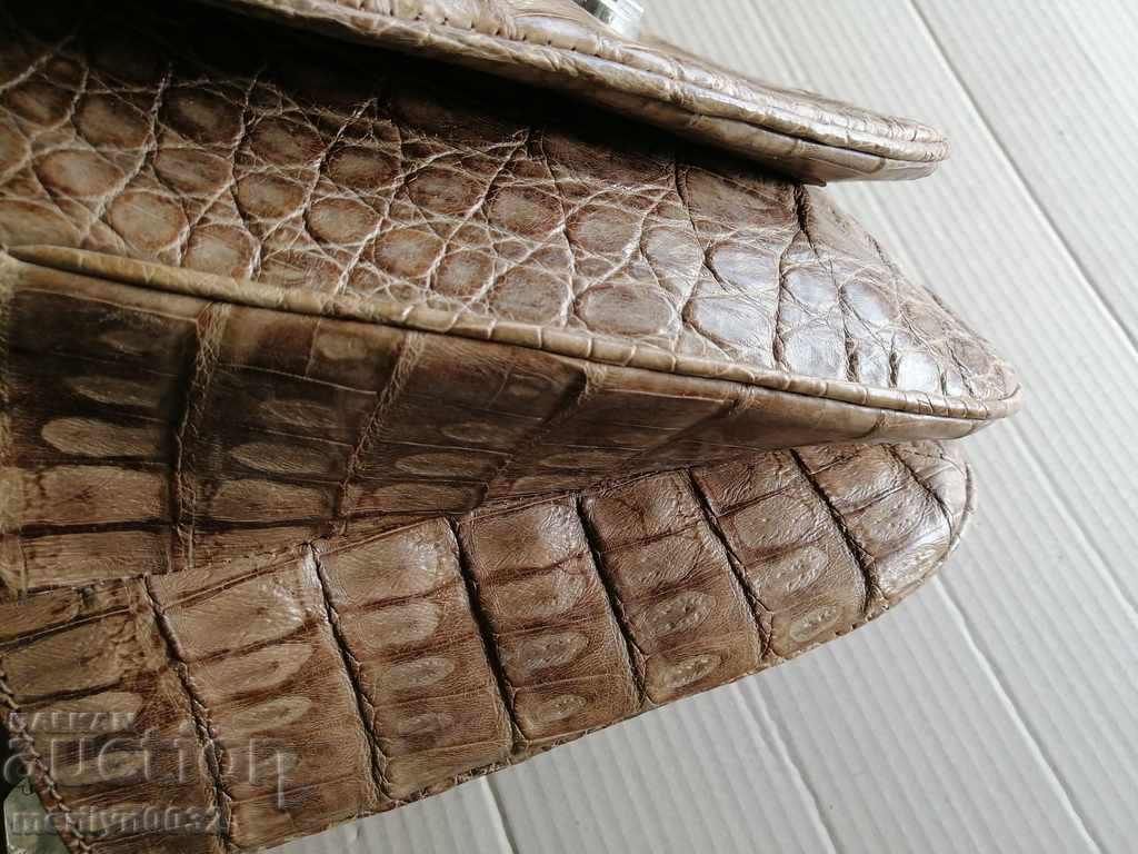 Geantă de damă din piele de crocodil - 5