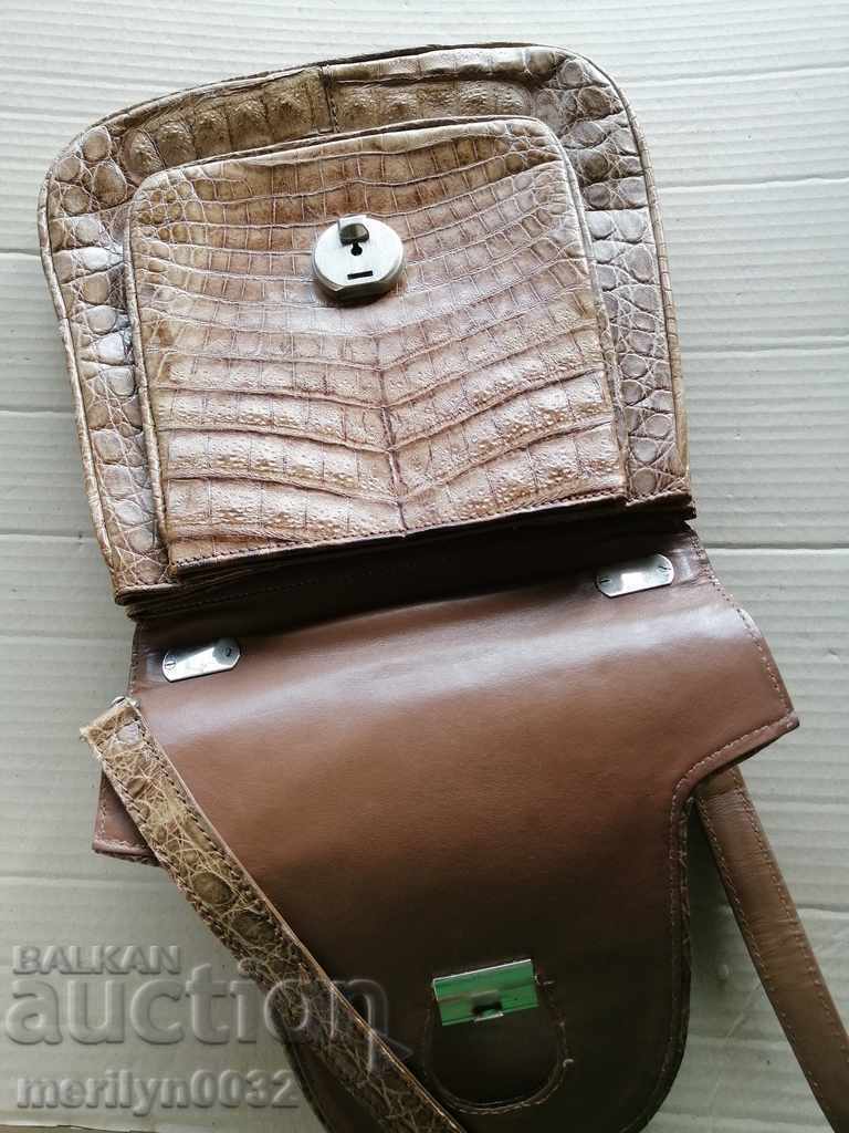 Geantă de damă din piele de crocodil - 6