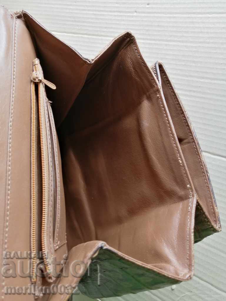 Geantă de damă din piele de crocodil - 7