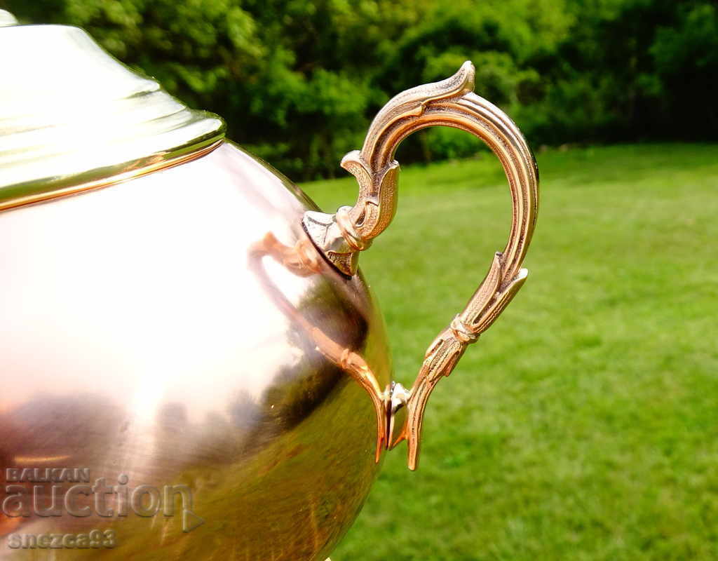 Auction Antique copper sugar bowl 500 ml. Auction Antique copper sugar bowl 500 ml.