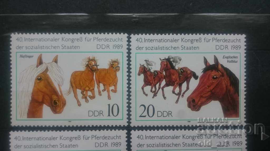 Postage stamps - GDR 1989. Horses with price 2.50 BGN | € 1.28 Postage stamps - GDR 1989. Horses with price 2.50 BGN | € 1.28