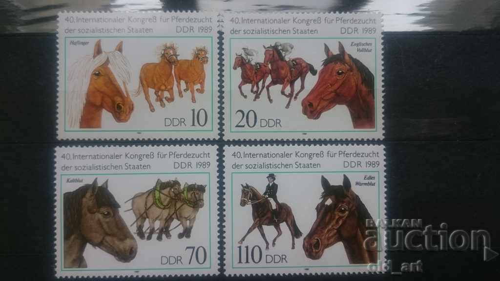 Postage stamps - GDR 1989. Horses