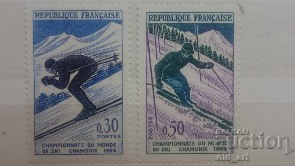 Timbre poștale - Franța 1962. Campionatul de schi Chamonix