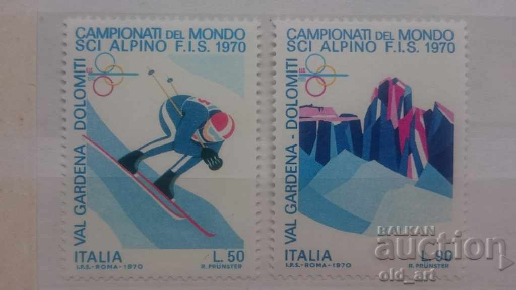 Пощенски марки - Италия 1970 г. Св. шампионат по ски