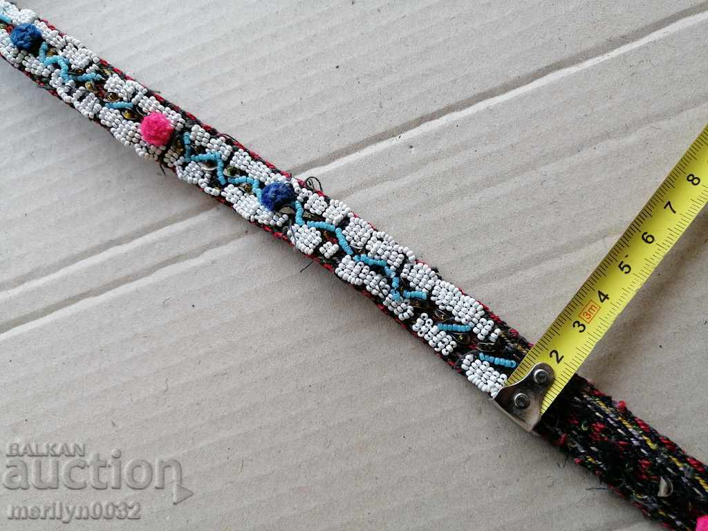 Auction Hand-knitted belt with beads blue belt belt costume Auction Hand-knitted belt with beads blue belt belt costume