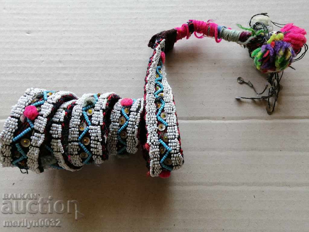 Hand-knitted belt with beads blue belt belt costume - 5 Hand-knitted belt with beads blue belt belt costume - 5