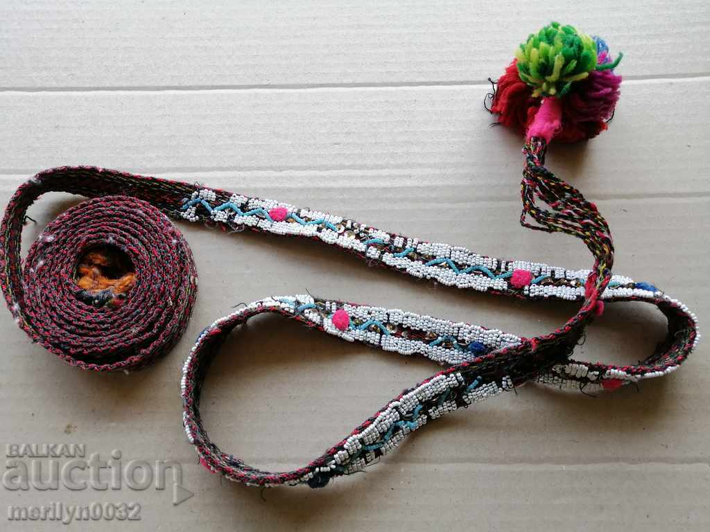 Hand-knitted belt with beads blue belt belt costume - 7 Hand-knitted belt with beads blue belt belt costume - 7