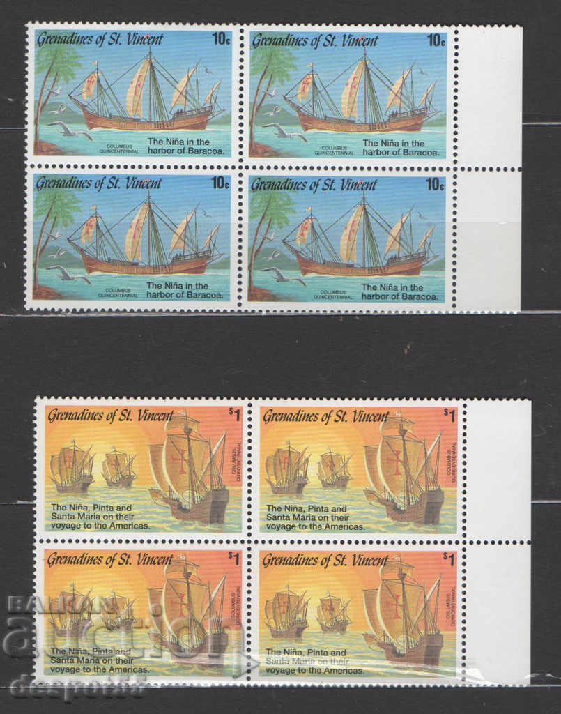 1992. Γρεναδίνες / Άγιος Βιν. 500 χρόνια από την ανακάλυψη της Αμερικής.