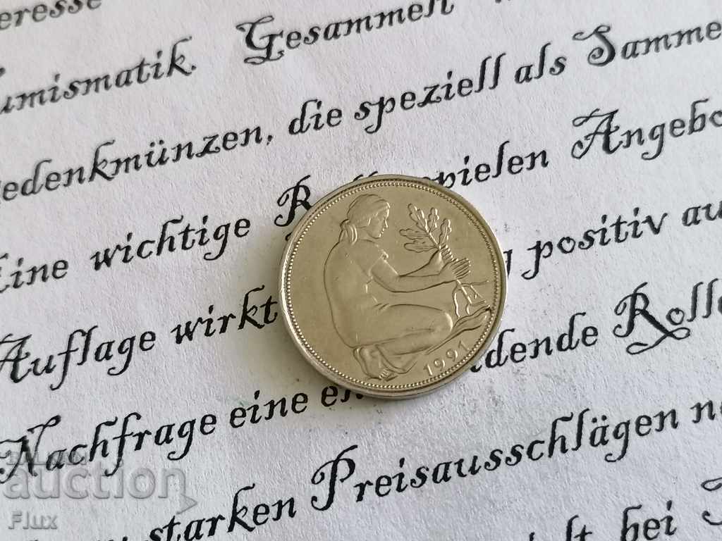 Coin - Germany - 50 Pfennig | 1990; Series D with price 2.00 BGN | € 1.02 Coin - Germany - 50 Pfennig | 1990; Series D with price 2.00 BGN | € 1.02