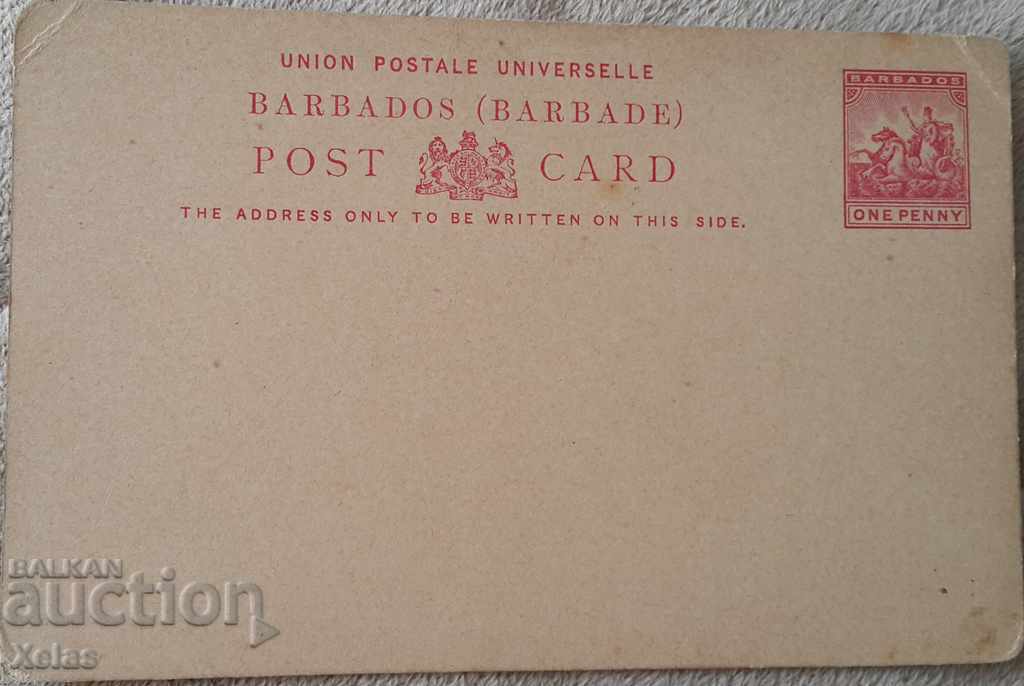 Παλιό ταχυδρομικό φάκελο Postcard 1900 'clean, BARBADOS # 3b