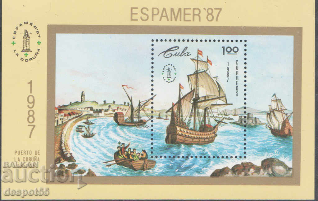 1987 Κούβα. Φιλοτελική έκθεση "ESPAMER '87" - Ισπανία. ΟΙΚΟΔΟΜΙΚΟ ΤΕΤΡΑΓΩΝΟ
