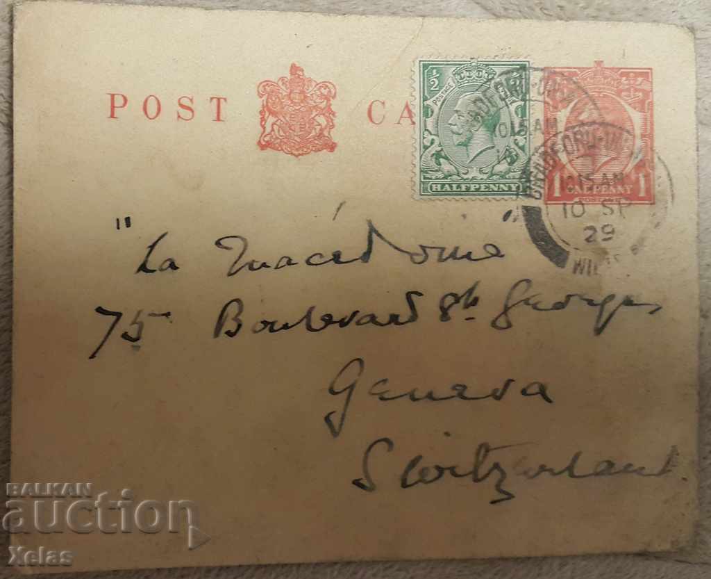 Παλιό ταχυδρομικό φάκελο Καρτ ποστάλ 1920 'Ηνωμένο Βασίλειο # 19b
