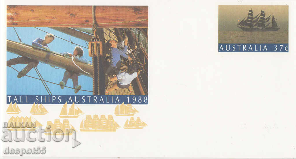 1988. Австралия. Високо мачтови ветроходни кораби. Плик.