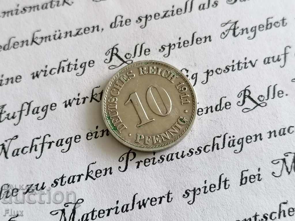 Райх монета - Германия - 10 пфенига | 1911г.; серия А