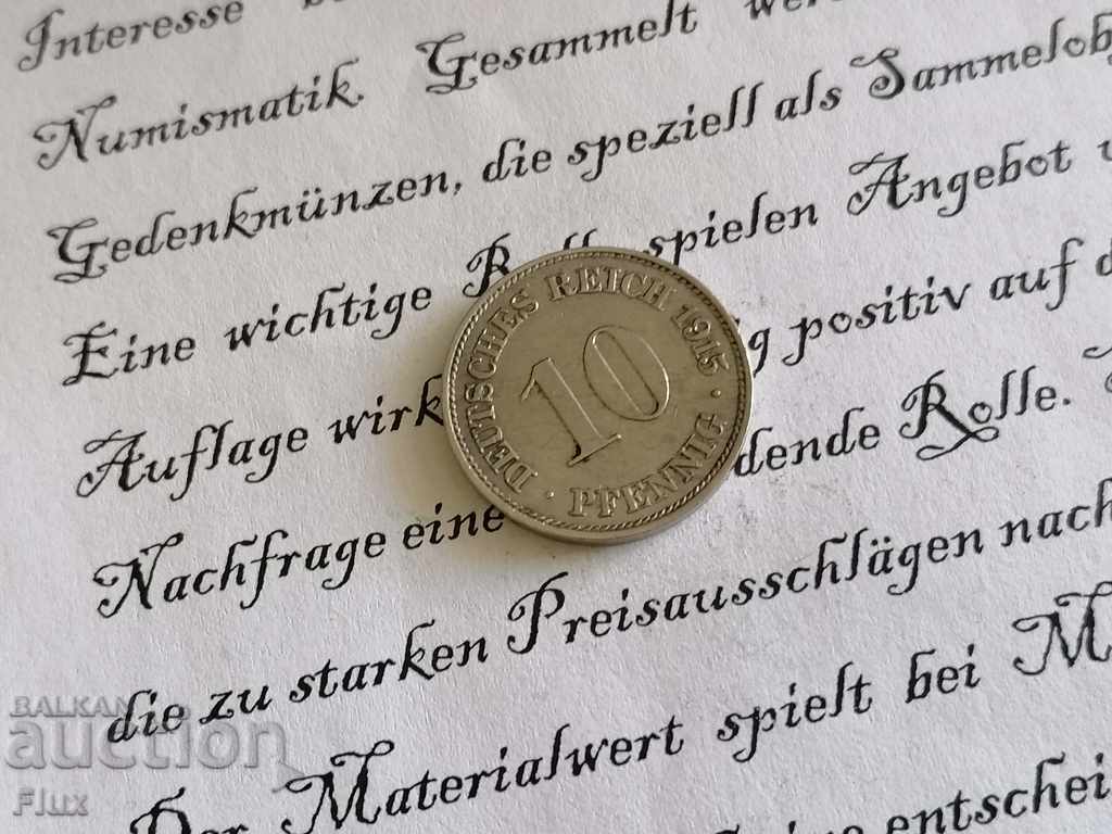 Moneda Reich - Germania - 10 pfennigs 1915; Seria J