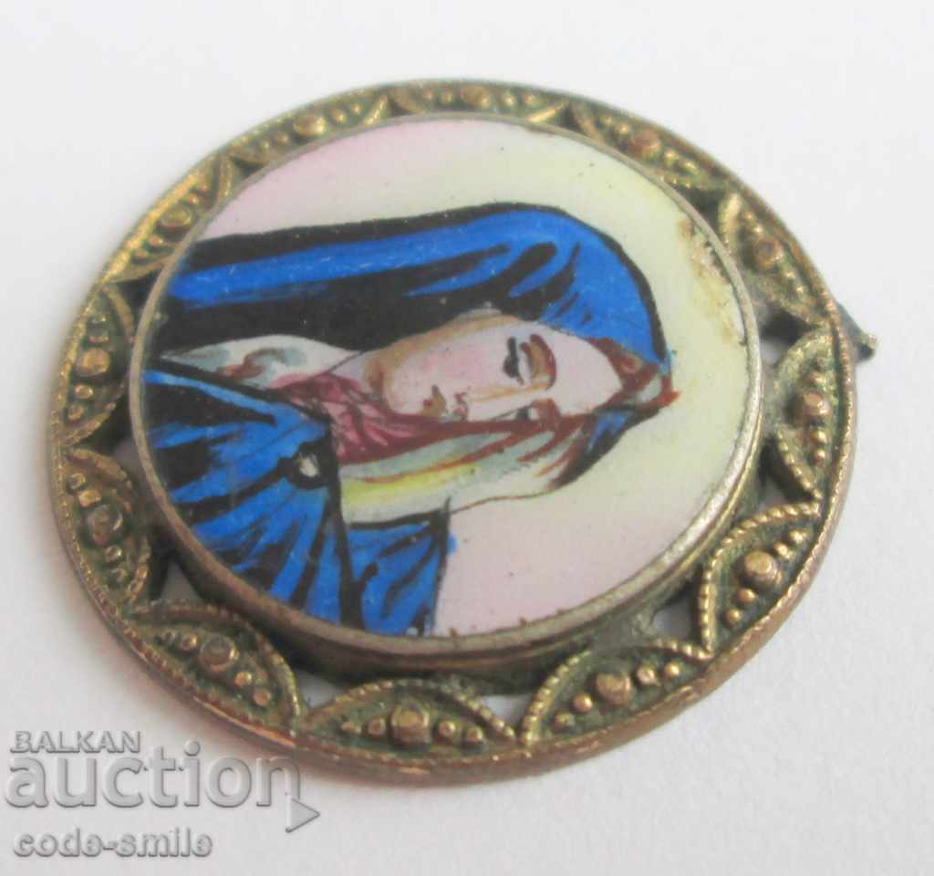 2 Old religious medallion icon of the Virgin painted enamel with price 55.00 BGN | € 28.12 2 Old religious medallion icon of the Virgin painted enamel with price 55.00 BGN | € 28.12