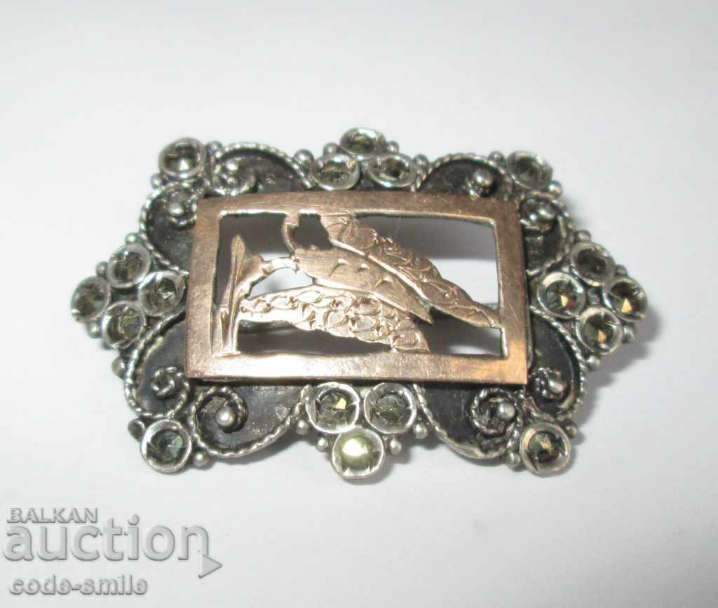 Old ladies silver brooch with gold butterfly with price 120.00 BGN | € 61.36