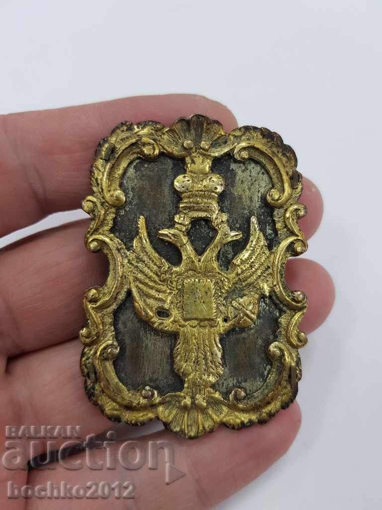Rare Revival buckle with double-headed eagle and gilding 19th century