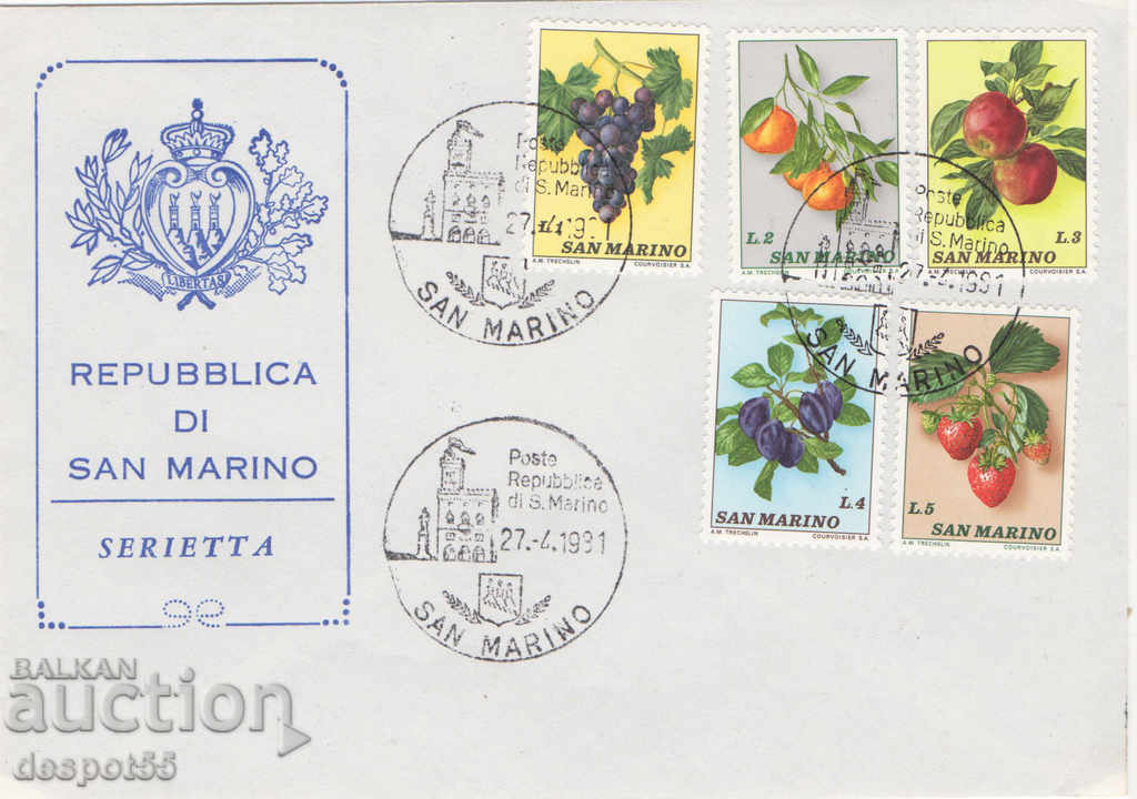 1981. Сан Марино. Филателен плик със серия от 1973 г..